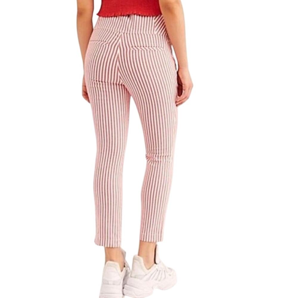 Free People Frankie Y2K High Rise Crop Pants 2 Candy Cane Stripe Button Fly Twee
